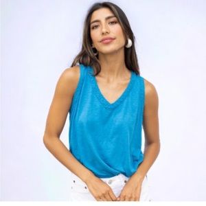 Michael Stars Dina Mix V-Neck Tank-Pacific